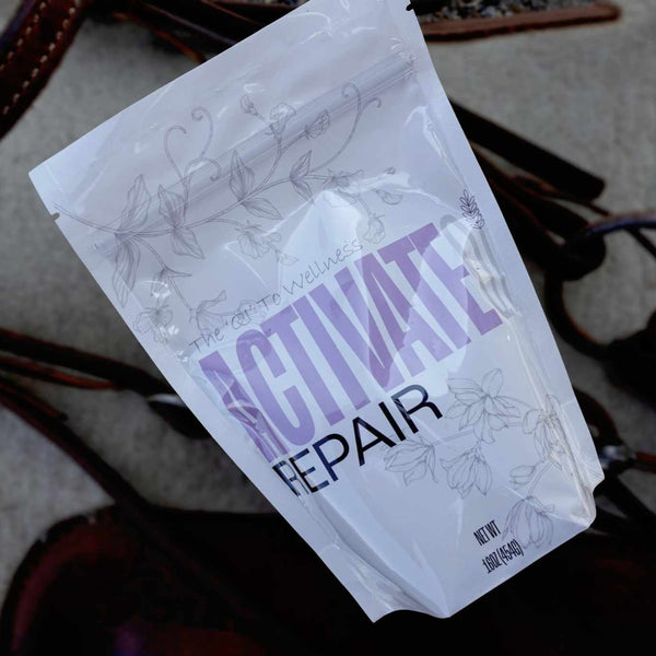 Product packaging with 'Activate Repair' text on a textured surface