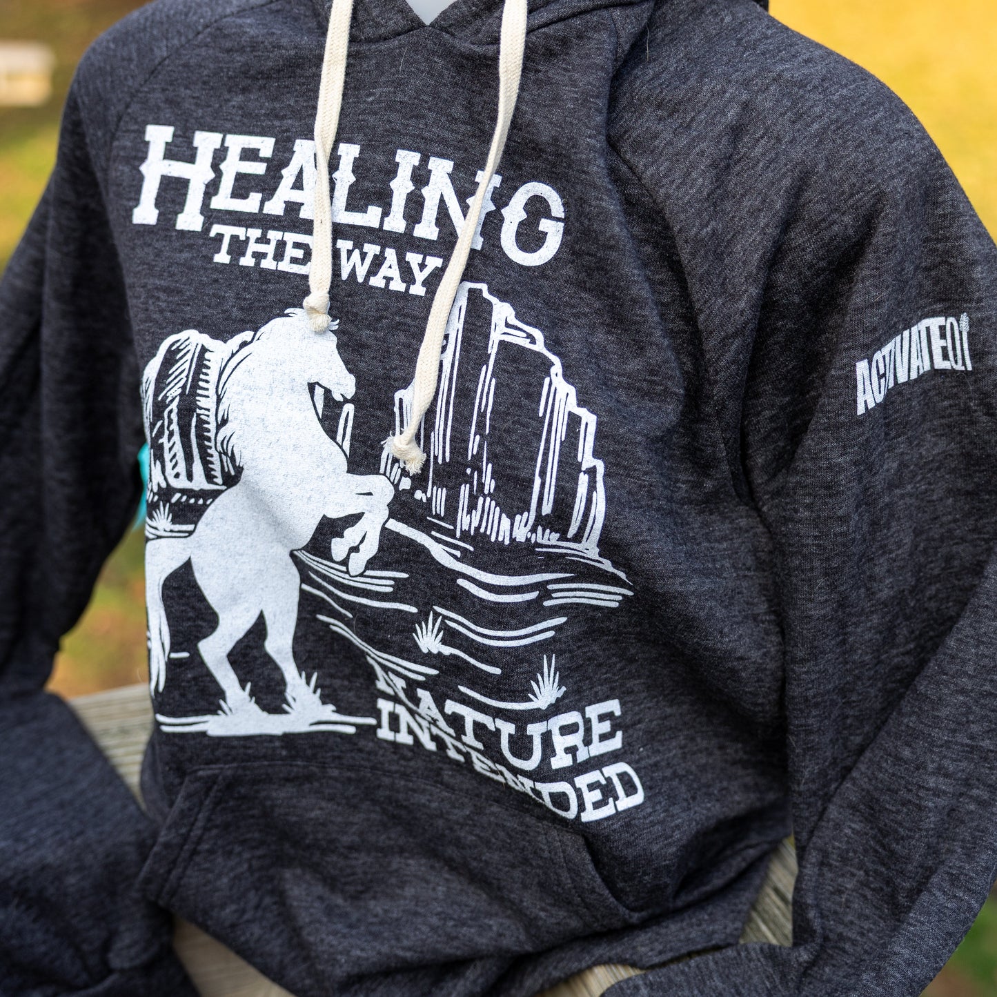 ActivateQi Retro Healing The Way Nature Intended Horse Hoodie